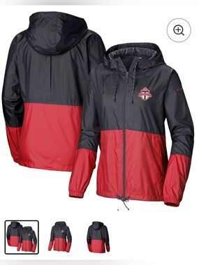 Women’s Toronto FC Columbia Grey & Red Hooded Windbreaker Jacket